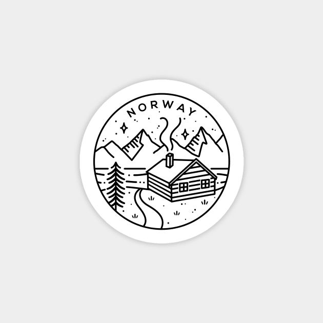 Norway Minimalist Landscape Emblem - White Sticker by typelab